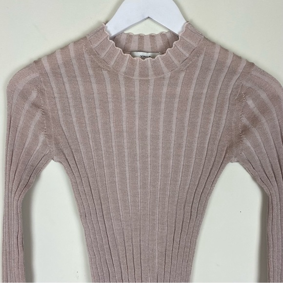 Vince Ribbed Mock Neck Pullover Shirt Sweater in Chiffon - Picture 4 of 14
